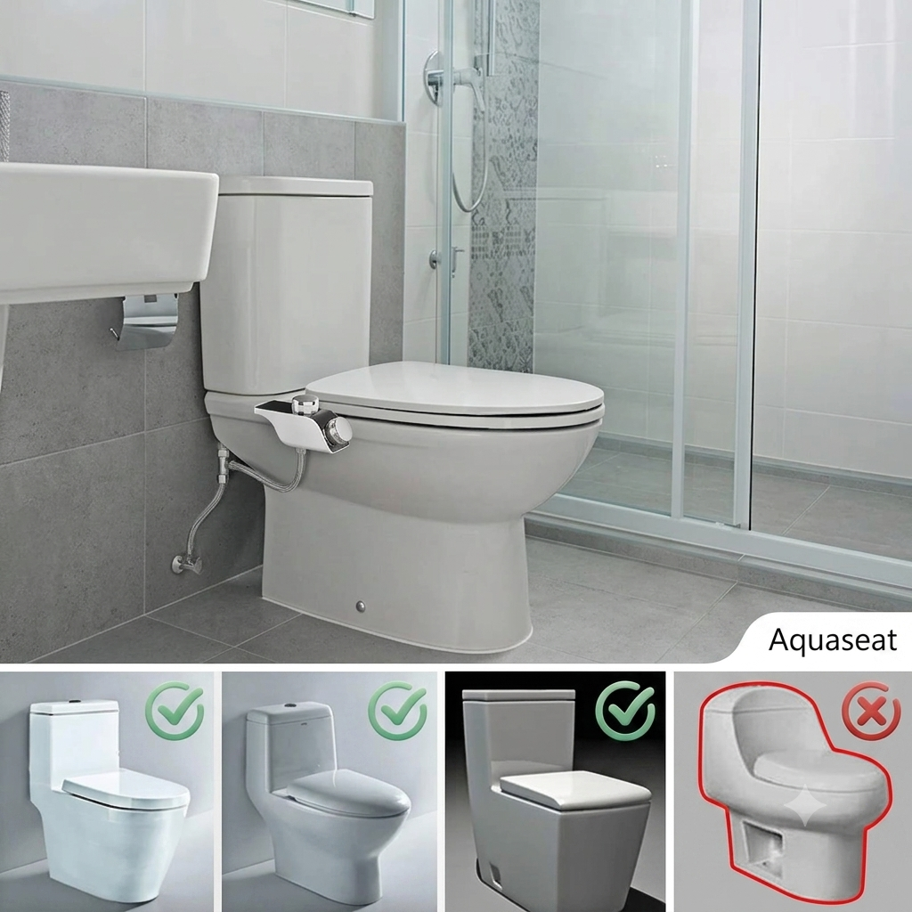 Compatibilité universelle kit WC japonais Aquaseat – s'adapte à tous les WC standard