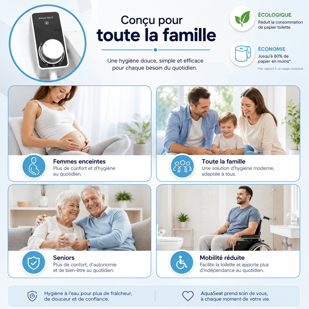 Kit WC japonais Aquaseat pour toute la famille – hygiène intime adaptée adultes et enfants